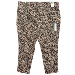 Terra & Sky Womens Straight Stretch Brown Black Leopard Denim Jeans Plus 24W NWT
